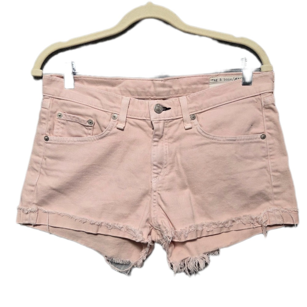 Rag & Bone JEAN Womens Size 29 Blush Pink Cut Off Denim Shorts Raw Hem Fits 30